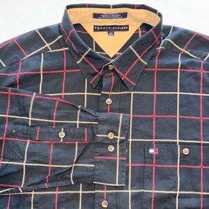 NWT Vtg 90’s Tommy Hilfiger Shirt Mens Classic Green Plaid Flannel Shirt ~ XL